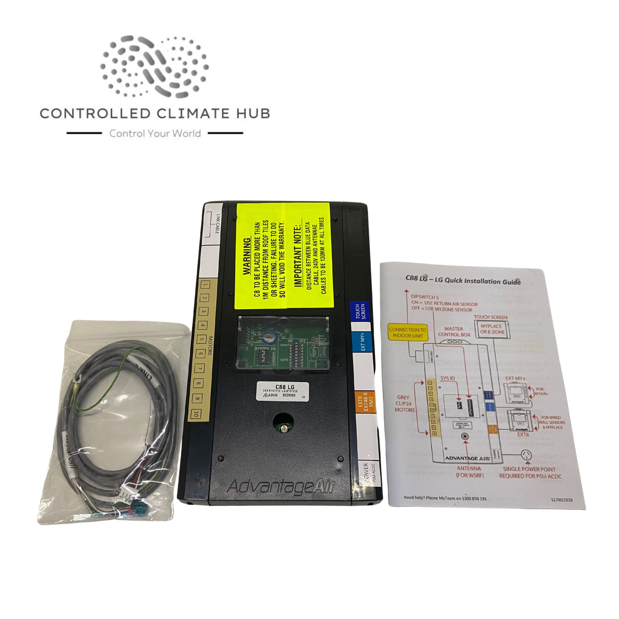 Adv Air MyAir eZone CB8 LG Control Box DIP Switch & Link Cable