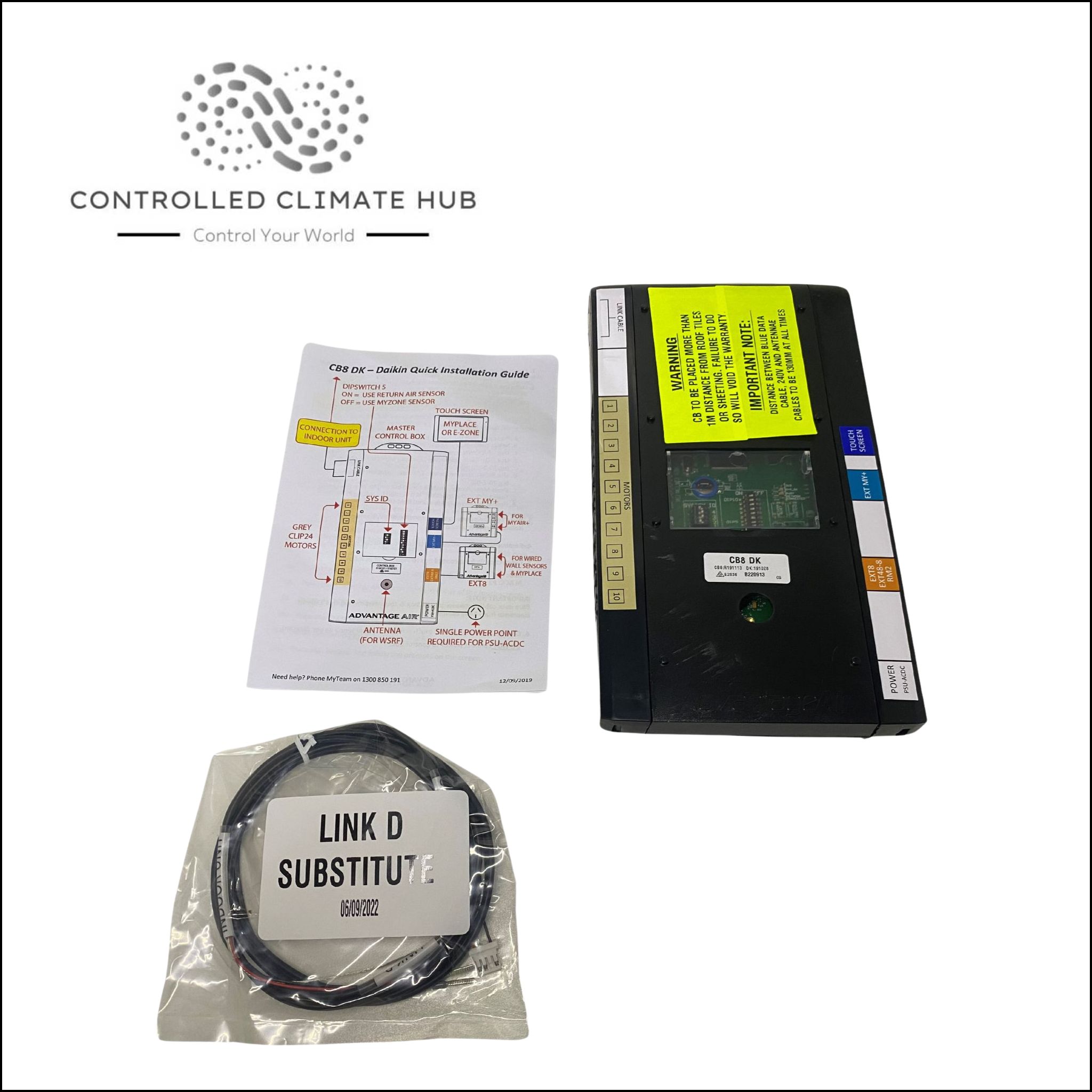 Adv Air MyAir eZone CB8 DK Daikin Control Box DIP Switch & Link Cable